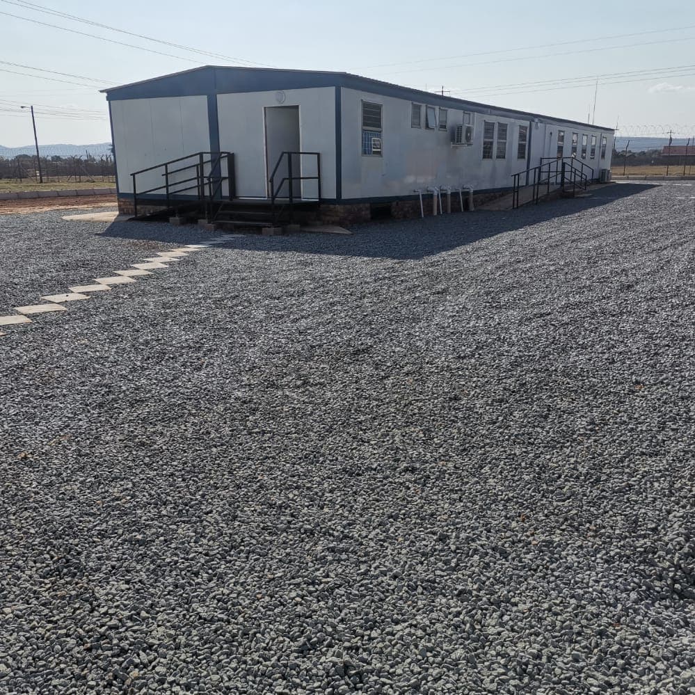 Completed site office and gravel hardstand
