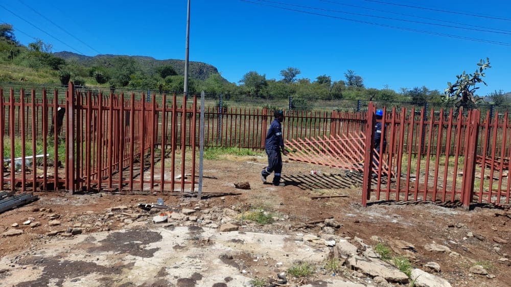 Palisade fencing installation at a substation