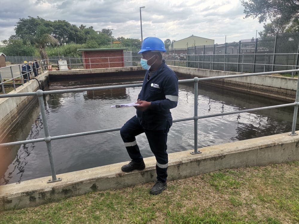 Yanga environmental officer monitoring a wastewater treatment works