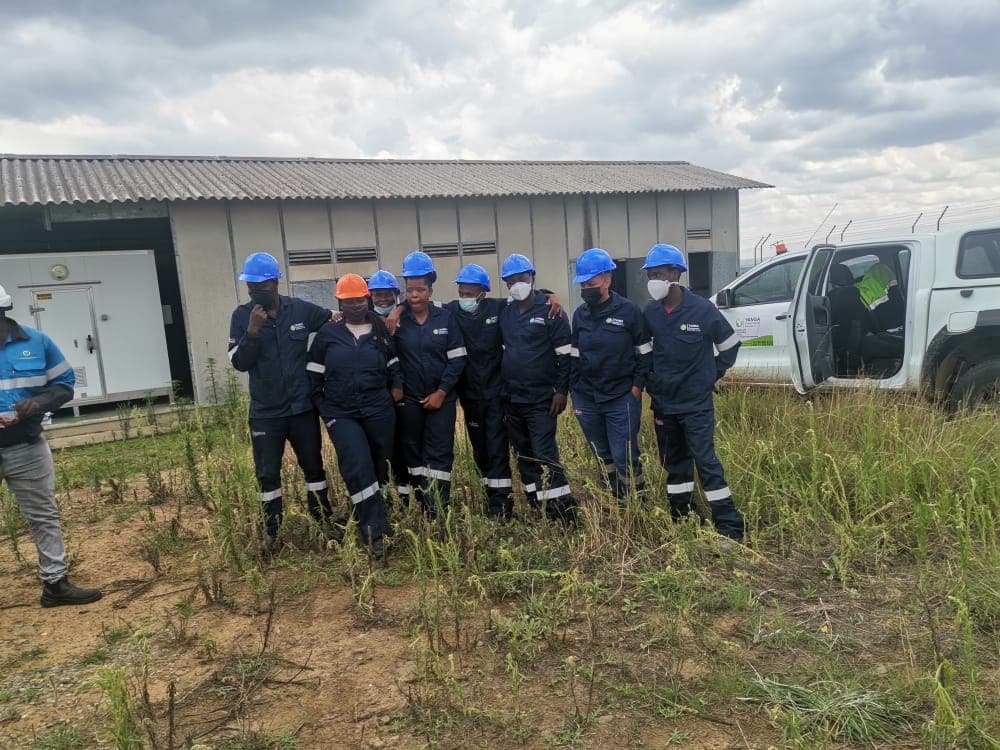 The Yanga project team on site at a substation
